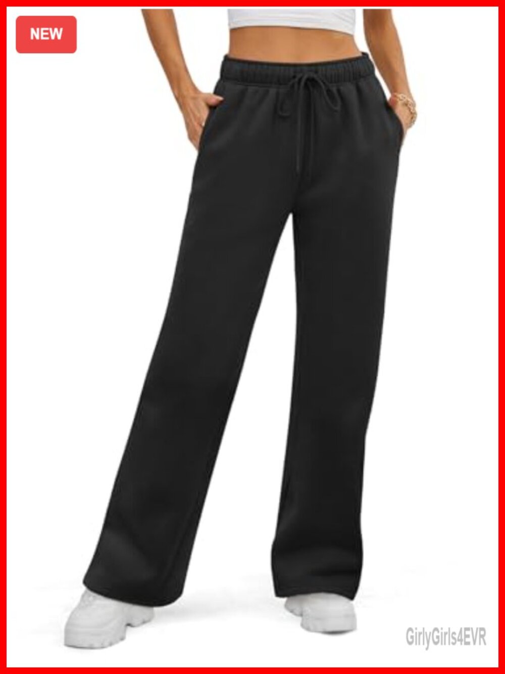 Fleece Lined Wide Leg Sweatpants - Cotton Women's Athletic Pants